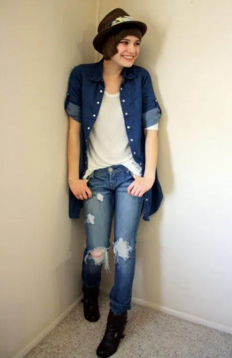 Рубашка с джинсами: фото-идеи для модных образов. Как носить рубашку с джинсами женщине. 43