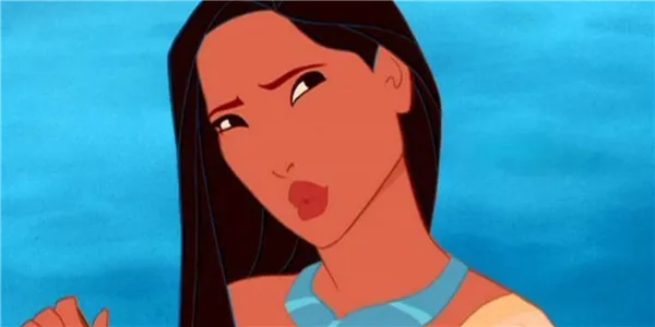 Pocahontas looks up to the side